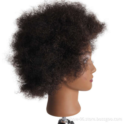 Human Hair Afro Hairdresser Training Head Manikin Cosmetology Mannequin head hair extension